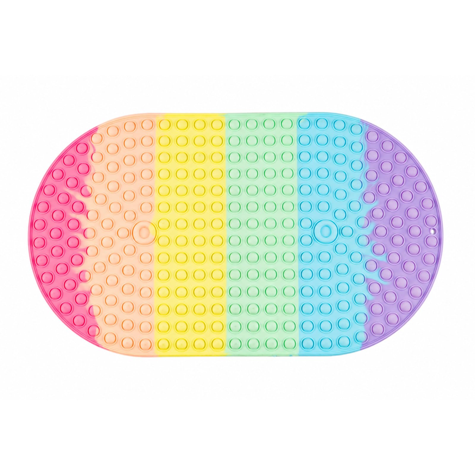 Minifactory Non Slip Bath Shower Mat 70x40cm Oval Silicone Shower Mat for Tub, Anti Mould Bath Mat with Strong Suction Cups, Machine Washable Non Slip Bathtub Mats (Light rainbow)