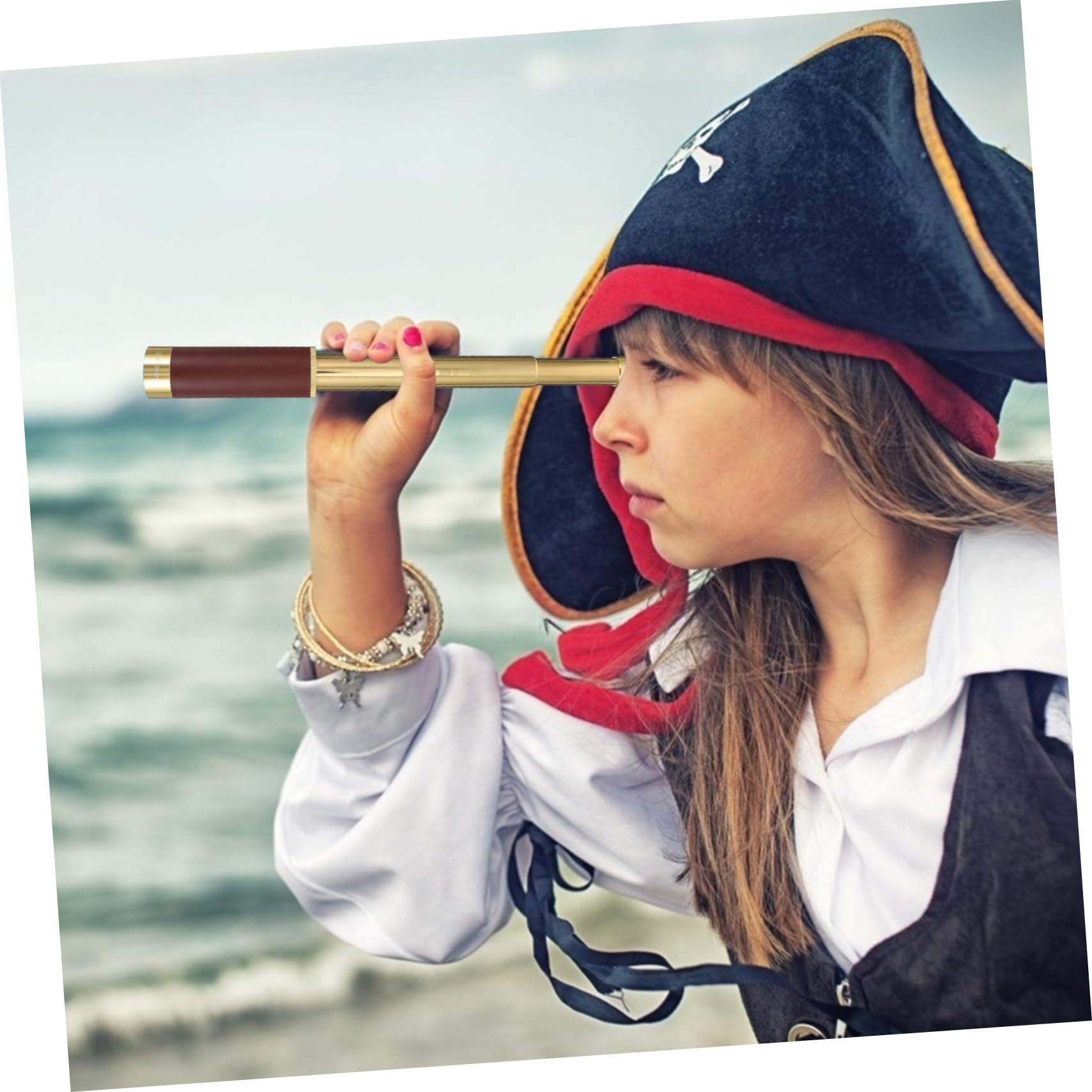 DOITOOL Telescopio Monocular Pirata Retro 25x30, Prismas Bak4, Diseño Elástico, Bolsa de Cuero, Adecuado para Viaje y Actividades al Aire Libre