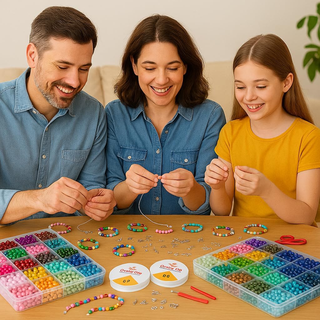 Kit de cuentas de vidrio para hacer joyas, juego de 3 cajas de 24 colores cada uno, 3000 cuentas redondas coloridas para manualidades, pulseras, collares, aretes, llaveros, cuentas de cristal