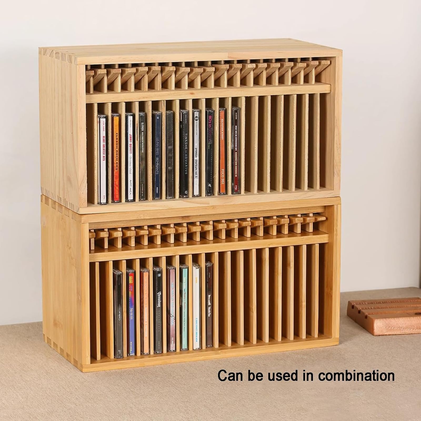Supporto per CD da scrivania, in legno, per 19 custodie standard, per casa, ufficio, teatro musicale