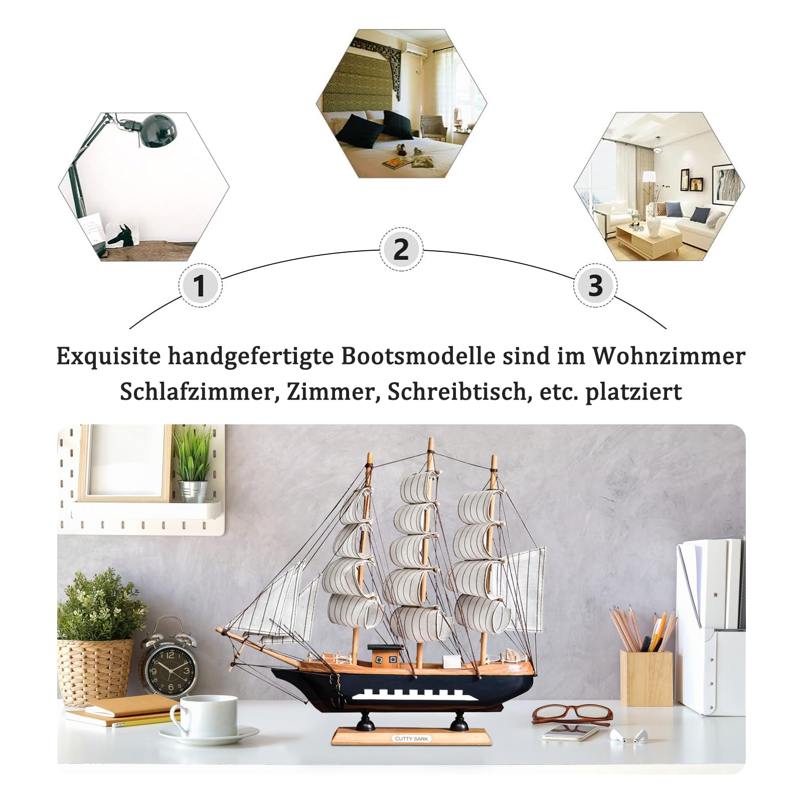 Syfunlv Bois Nautique Maquette De Voilier, Modèle de bateau à voile en bois, Voilier en Boi Decoration, 32x6x32 cm, Fait à la main, pour Accessoires Photo et Décoration d'intérieur, Style Nordique