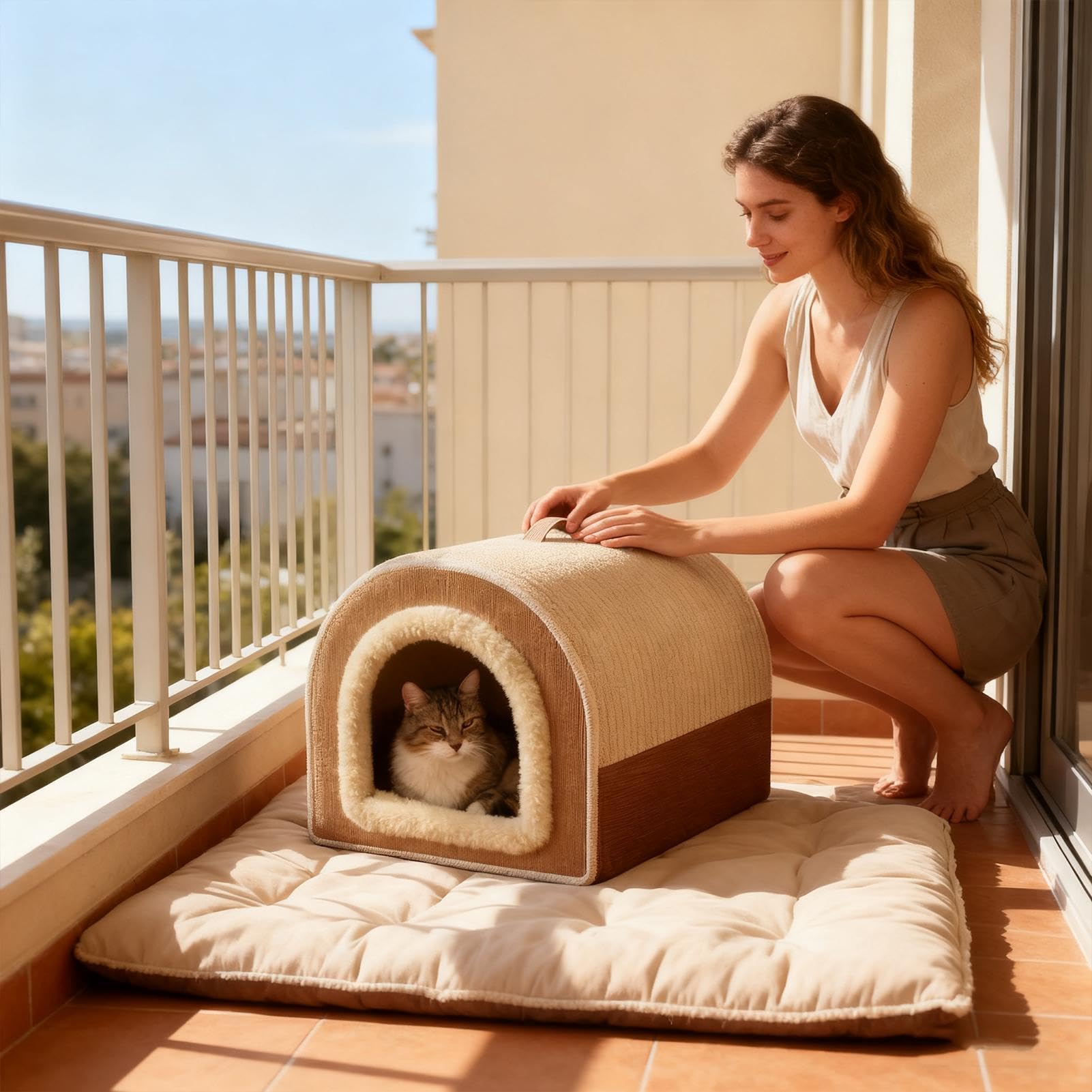 Maison d'extérieur pour chat | Abri dôme pour temps froid, lits en peluche