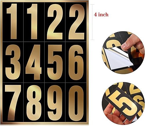 Miniatura 10 de Tenare 96 piezas 8 juegos de números reflectantes para buzón de correo, de vinilo, impermeables, números 0-9, autoadhesivos para exteriores,