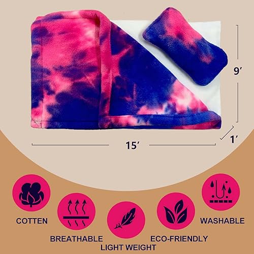 Reptile Sleeping Bed Lizard Leash Harness Wings Set Bearded Dragon Sleeping Bag with Blanket Pillow Reptile Accessories Warm Cotton Nest Hide Habitat Shelter for Guinea Pig Rat Hamster(TieDye + White)