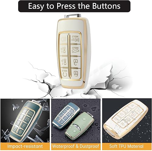 Miniatura 4 de Protector de TPU suave para llavero compatible con Hyundai Genesis G70 GV70 G80 GV80 G90 GV90 8 Botones Accesorios