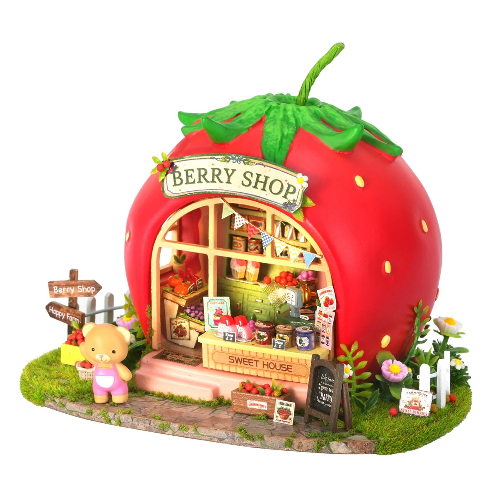 predolo Maquette Magasin Fruits Artisanal Miniature Magasin avec Figurine Peinte Figurine Miniature Personnage pour Étagère, Style to 1