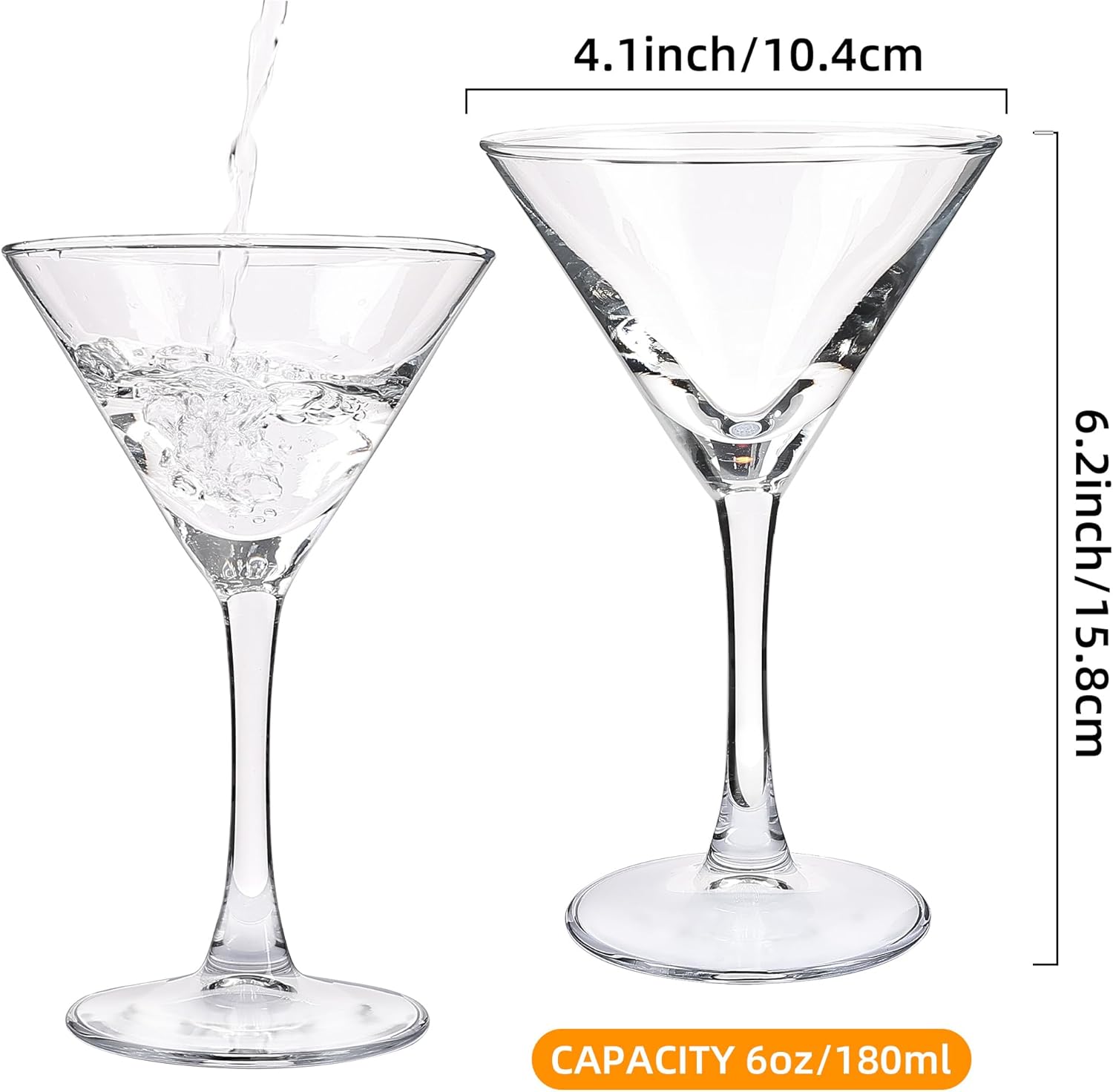 Martini Glasses Set of 7, 6 OZ Cocktail Glasses for Espresso Martini, Drinking Glasses for Frozen Drinks