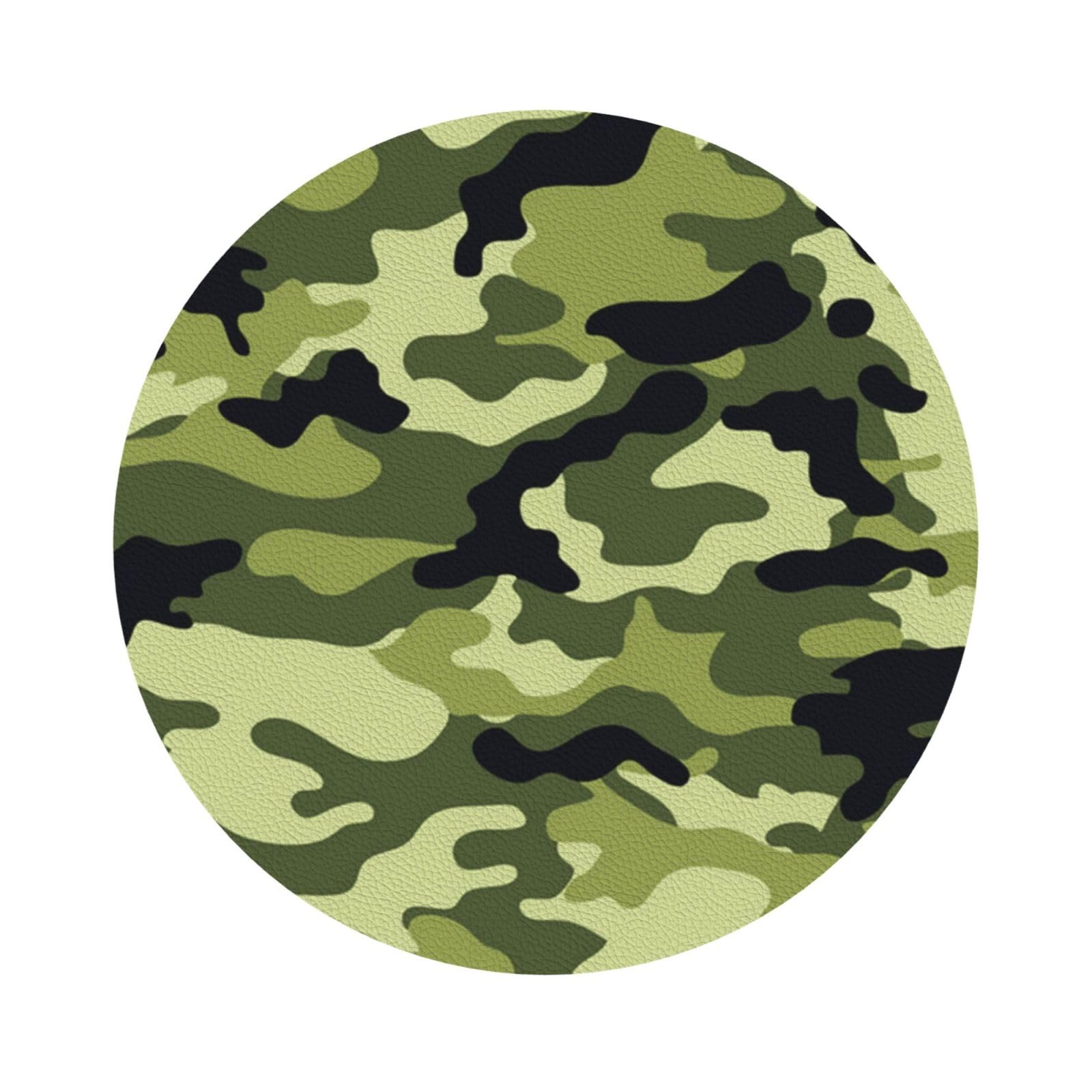 Camo Green PU Leather Coasters Set of 6 Round Drink Coasters