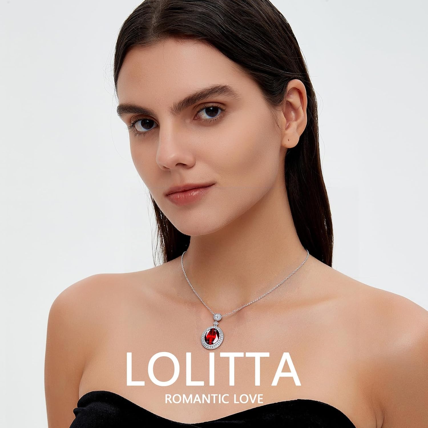 Lolitta Valentine’s Day Jewelry Gifts For Women,Ruby Red Oval Pendant Necklace.Dainty Jewelry Rose Gift Set On Birthdays,Anniversaries Mothers Day Gifts For Mom,Wife,Her. 18+2 Inch Adjustable Chain - Image 7
