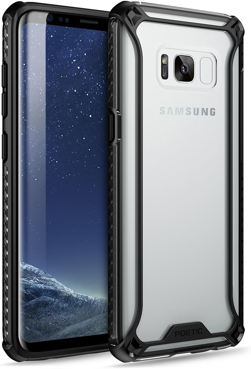 Poetic Affinity Slim Fit Galaxy S8 Plus Case with Anti-Slip Side Grip and Reinforced Corner Protection Bumper for Samsung Galaxy S8 Plus Black/Clear