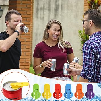 18 Pieces Easy Can Opener, Color Manual Soda Can Opener, Beverage Can Mouth Protector, Pop Can Opener for Pull Off Tab (Aluminum Cans)