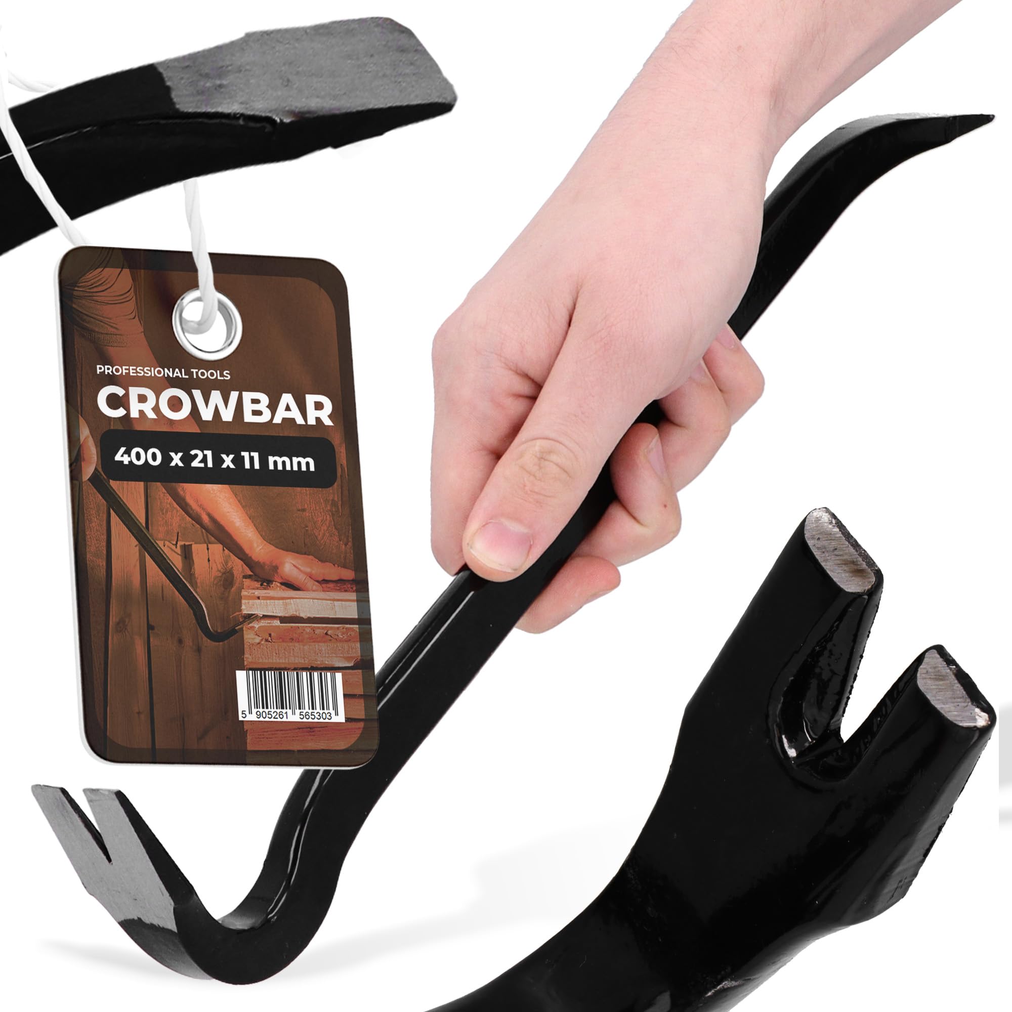 Piede di Porco 40cm Estrai Chiodi Barra di Montaggio Artiglio Di Chiodo Leva di Montaggio Piede di Capra Fessure per Chiodi Pratico Strumento-Multifunzione Lavori di Demolizione