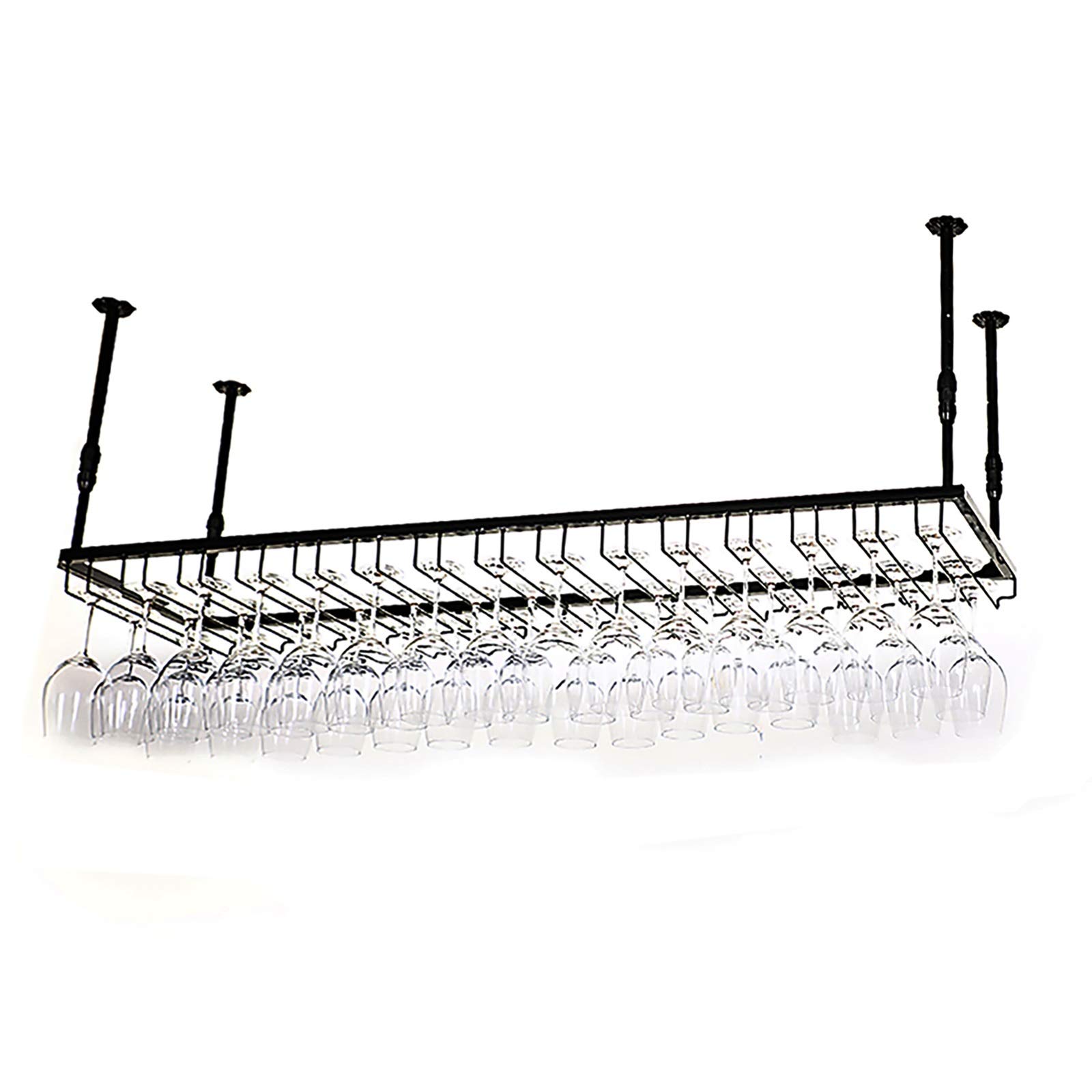 Estante de vino de techo de hierro con altura ajustable para cocina
