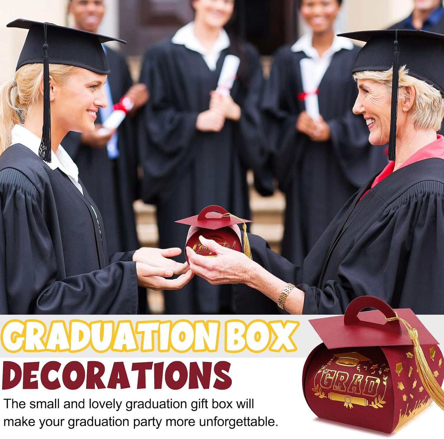 TaoBary 30 Pcs Graduation Cap Gift Boxes,2026 Grad Candy Boxes,Maroon Gold