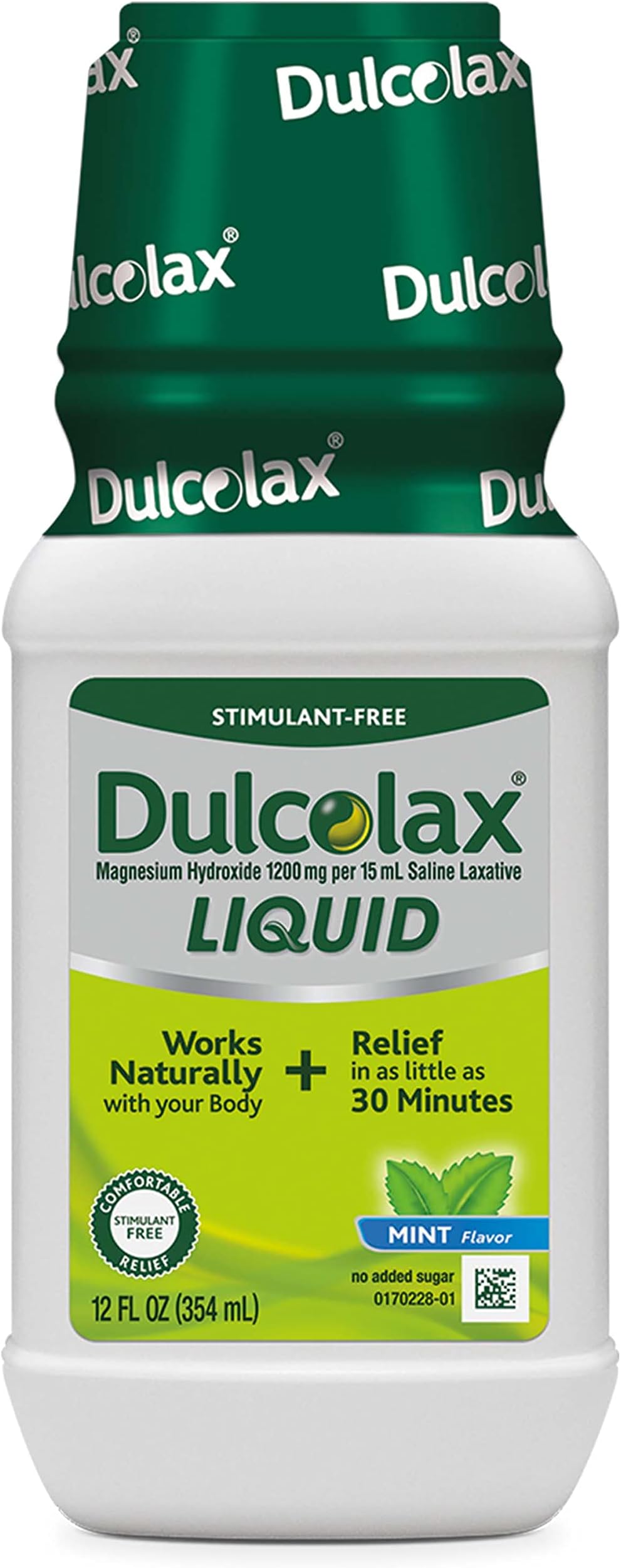 Dulcolax Liquid Laxative, Stimulant Free Laxative for Comfortable Relief, Mint Flavor, 12 oz.