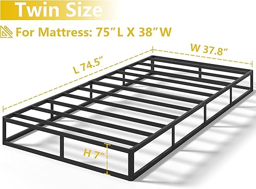 Miniatura 2 de Qingzhou - Bases de somier para cama individual, somier metálico de 7 pulgadas de altura solo para cama individual, base de colchón resistente con