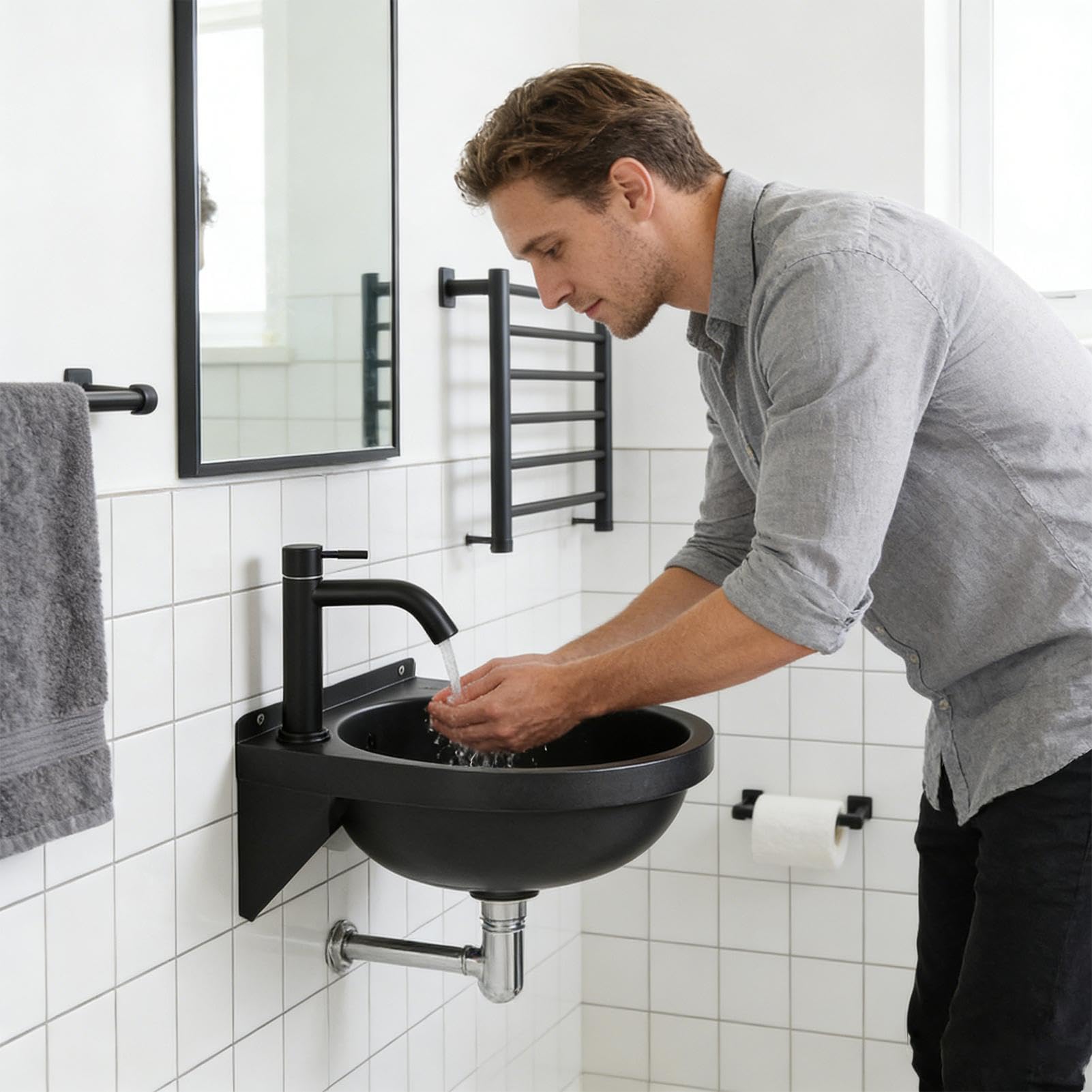 Genérico Frisiertisch zur Wandmontage, halbrund, für Badezimmer, modern und langlebig, Verwendung von Klempnerarbeiten im Innenbereich für Zuhause, Bad, Hotel, Küche, Café, Restaurant, Lavand