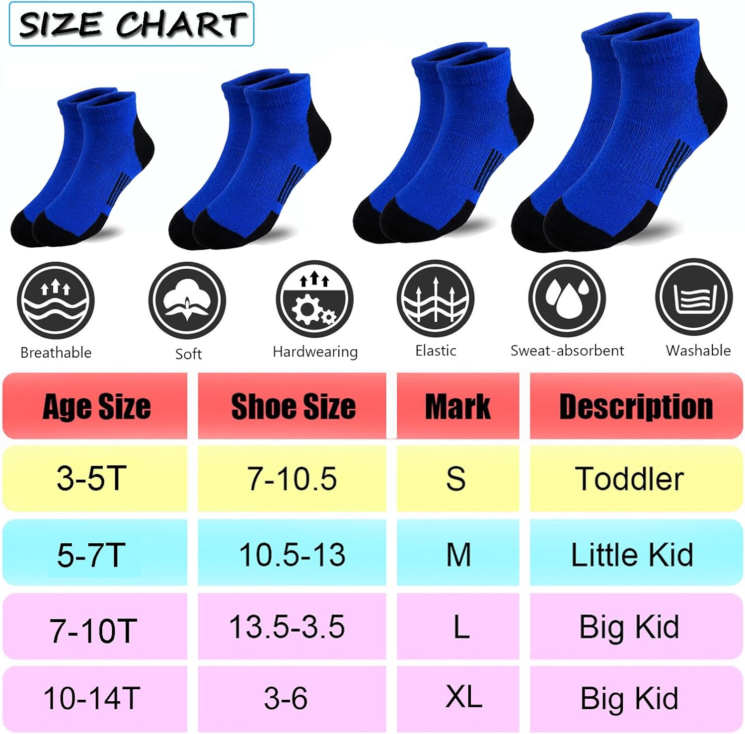 12 Pairs kids Half Cushion Low Cut socks, Socks for Boys Age 3-10,Cotton Ankle Athletic Sock for Little Big Kids - Image 3