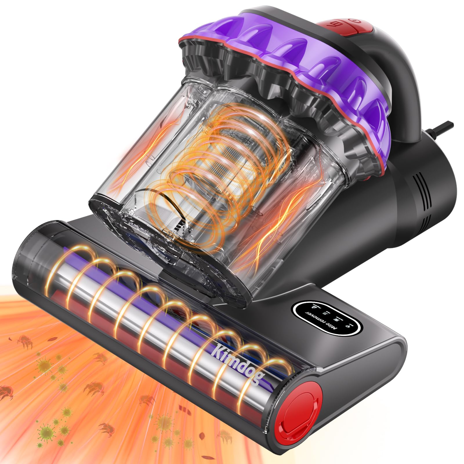 Aspiradora de colchón de 16 Kpa con luz UV-C de 253.7 nm, calor de 140 °F y filtro HEPA, aspiradora de mano de 500 W para sofá, sofá y mascota