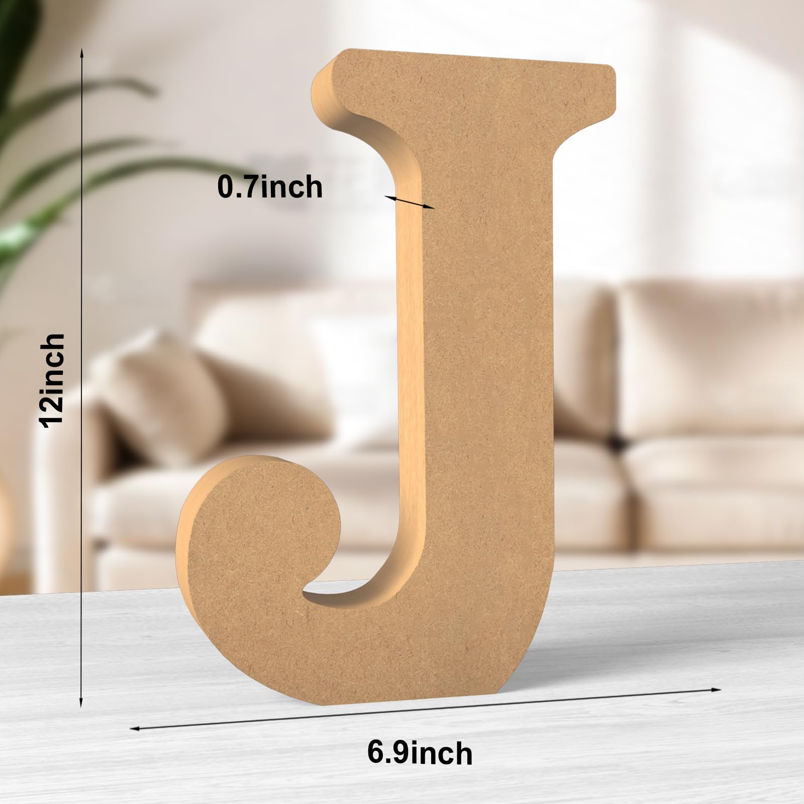 Aruatu 12 Inch Balsa Wooden Letters Unfinished Wood Letters for Wall Decor Decorative Standing Letters Large Letters for wall Decoration for Craft Home Party Projects (J) - Image 2