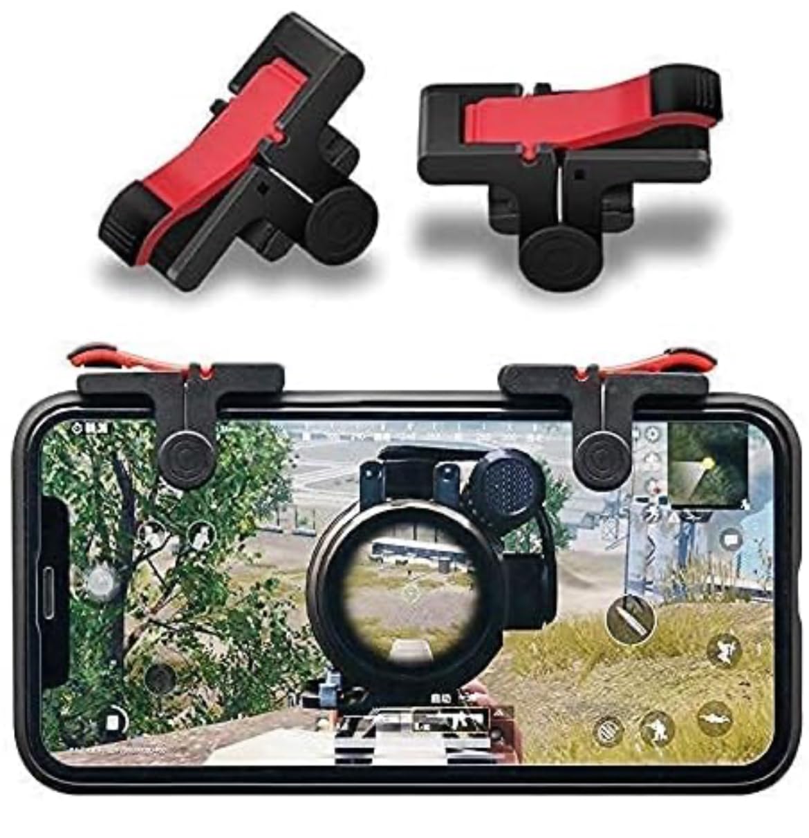 Mobile Gaming Trigger for PUBG, Shoot and Aim L1 R1 Buttons, Black and Red, Pack of 1-image-18