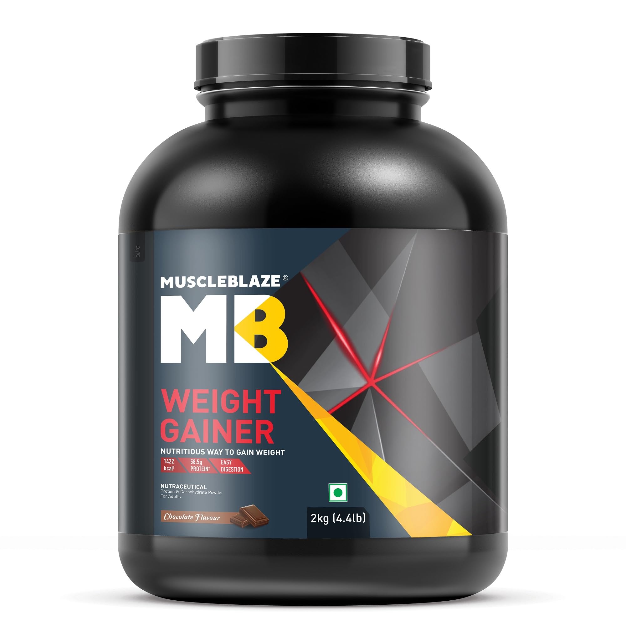 MuscleBlazeWeight Gainer Powder with Added Digezyme (Chocolate,Pack of 2 kg / 4.4 lb, 20 Servings)