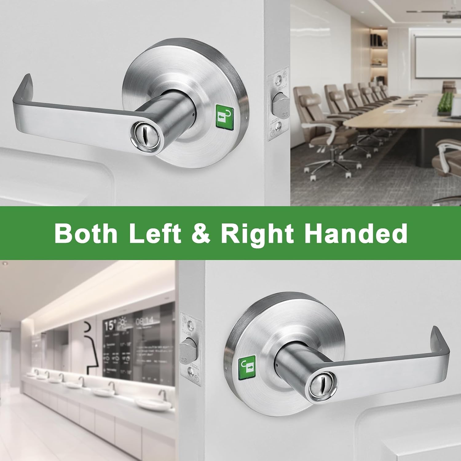 Commercial Door Handle for Privacy with Solid Door Lever Satin Chrome 26D， and UL ，3 Hours Fire Rated,GRD2-72BK-8P