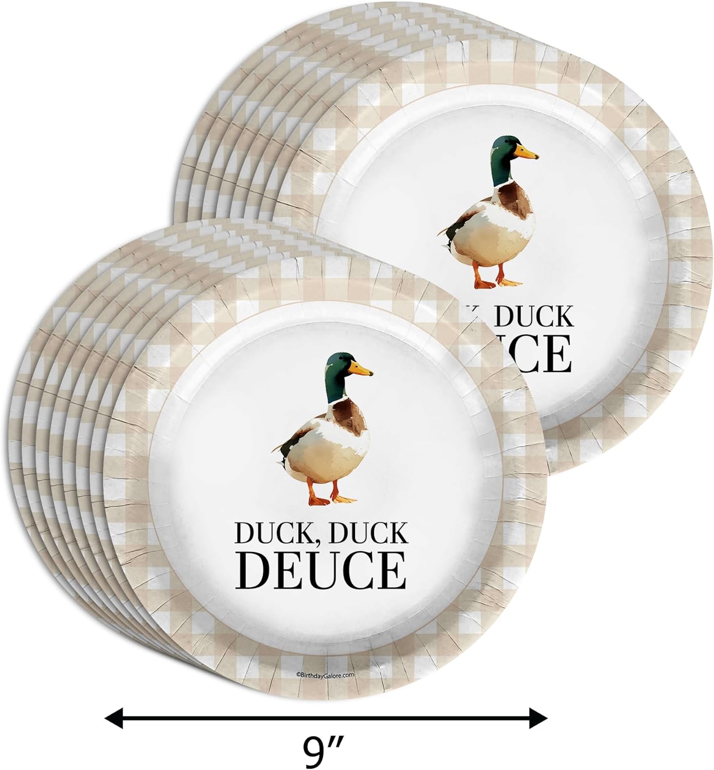 Duck Duck Deuce 2nd Birthday Party Supplies - 64 Piece Second Birthday Tableware Set Includes Large 9" Dinner Plates and 8" Dessert Paper Plates Napkins Cups - Kit for 16 - Image 2