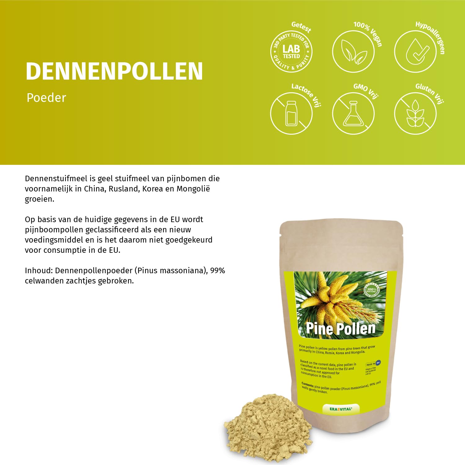 Pine Pollen I Pinien Pollen I 100g I Wildsammlung I 99% Zellwandgebrochen I en laboratorio alemán de contaminantes examinados