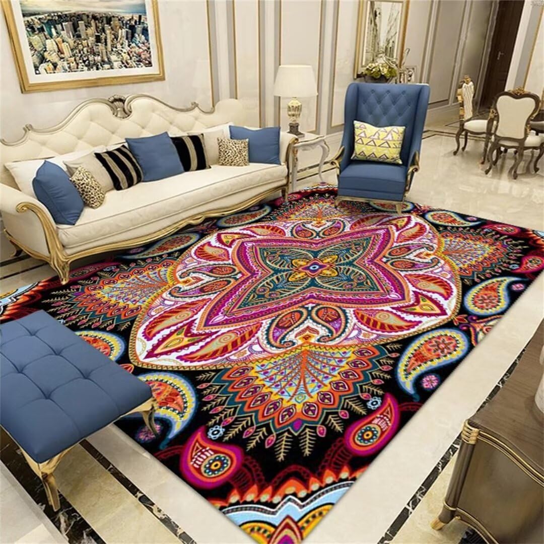 Tapis design art motif créatif rouge 120x200cm de qualité salon