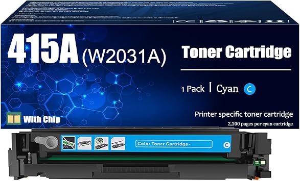 Replacement 415A Toner Cartridges Compatible for HP 415A W2030A W2031A W2032A W2033A Toner Cartridge Work for HP Laserjet Pro M454DW M479DW M479FDN M479FDW Printers 1 Cyan Pack