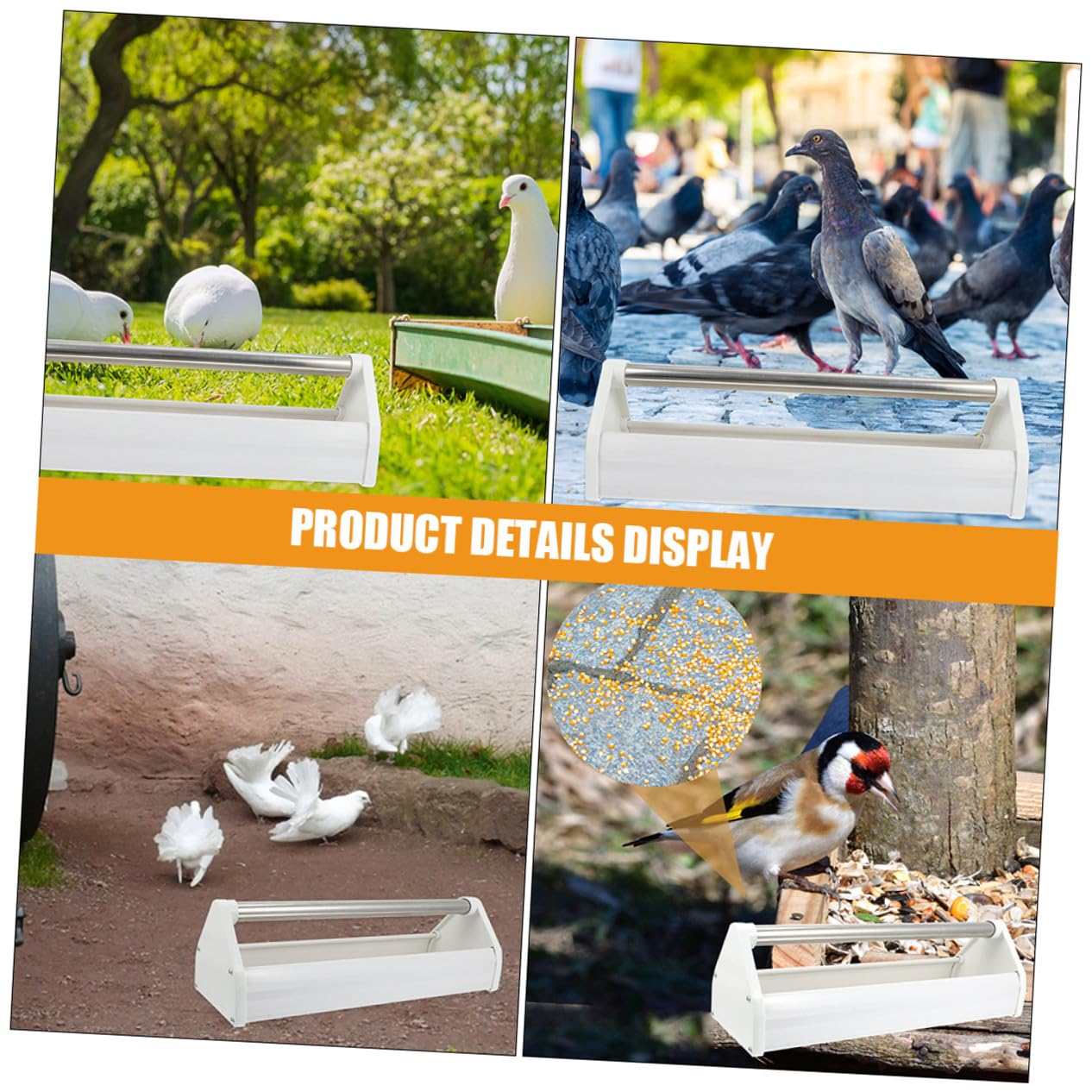 jojofuny Mangeoire à Pigeons 2 Pièces en Plastique Et Acier Inoxydable 40 Cm pour Oiseaux Petits Et Perruches Usage Extérieur Intérieur