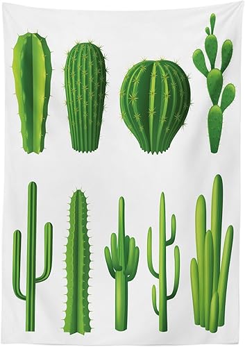 Miniatura 2 de Ambesonne Mantel de cactus para exteriores, estampado de dibujos animados, plantas del desierto mexicano caliente, tipos de cactus con picos, arte