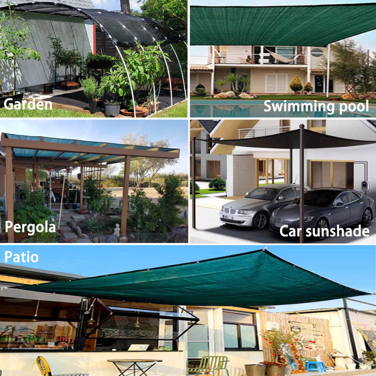 90% verde 3 m x 2,4 m de tela de alta densidad, toldo de malla con bordes sellados para jardín, patio, 12 bolas elásticas incluidas