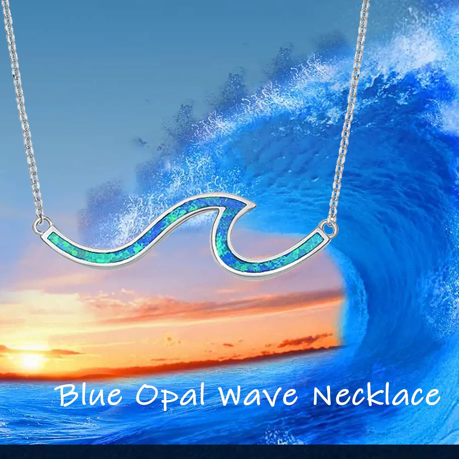 YFN Wave Necklace 925 Sterling Silver Ocean Wave Pendant Necklace Ocean Jewelry Beach Gifts for Women Gifts