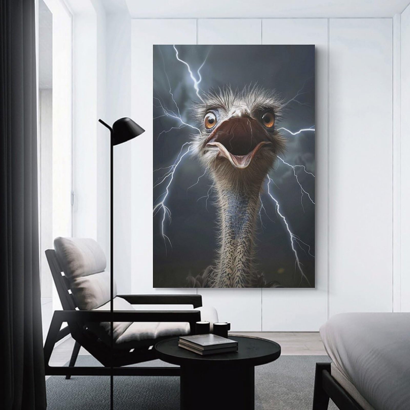 Junmoney Wall Picture Print Ostrich Lightning, 16x24inch(40x60cm), for Entrance Walls, Hall Decor Or Foyers, A Neat Decor Update for Hallways