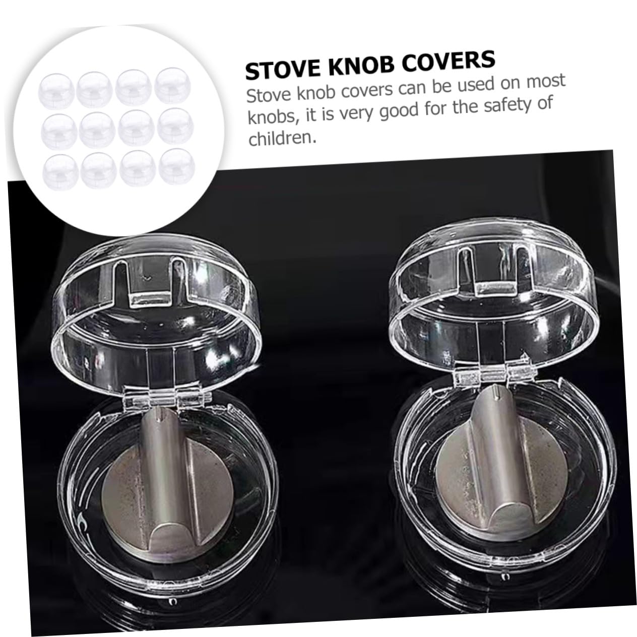 12Pcs Gas Stove Knob Protectors Oven Burner Covers Heat-Resistant Polypropylene Safety Guard for Kitchen Appliances and Pet Stove Knob Covers