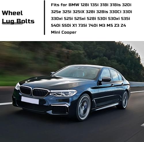 Miniatura 2 de M12 x 0.059 in Juego de pernos y tuerca de bloqueo de rueda para BMW 328i 525i 525xi 528i M3 M5 36136786419