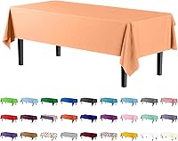 Vista 60 de Exquisito mantel redondo de plástico Party Solids morado, 84 pulgadas, paquete de 4