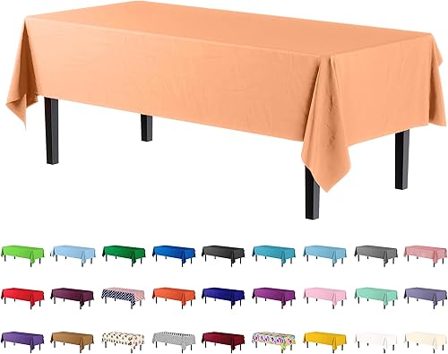 Miniatura 61 de Party Solids Paquete de 4 manteles de plástico color cereza, 54 x 108 pulgadas, mantel desechable para fiestas y pícnics Cereza,Puntos negros y