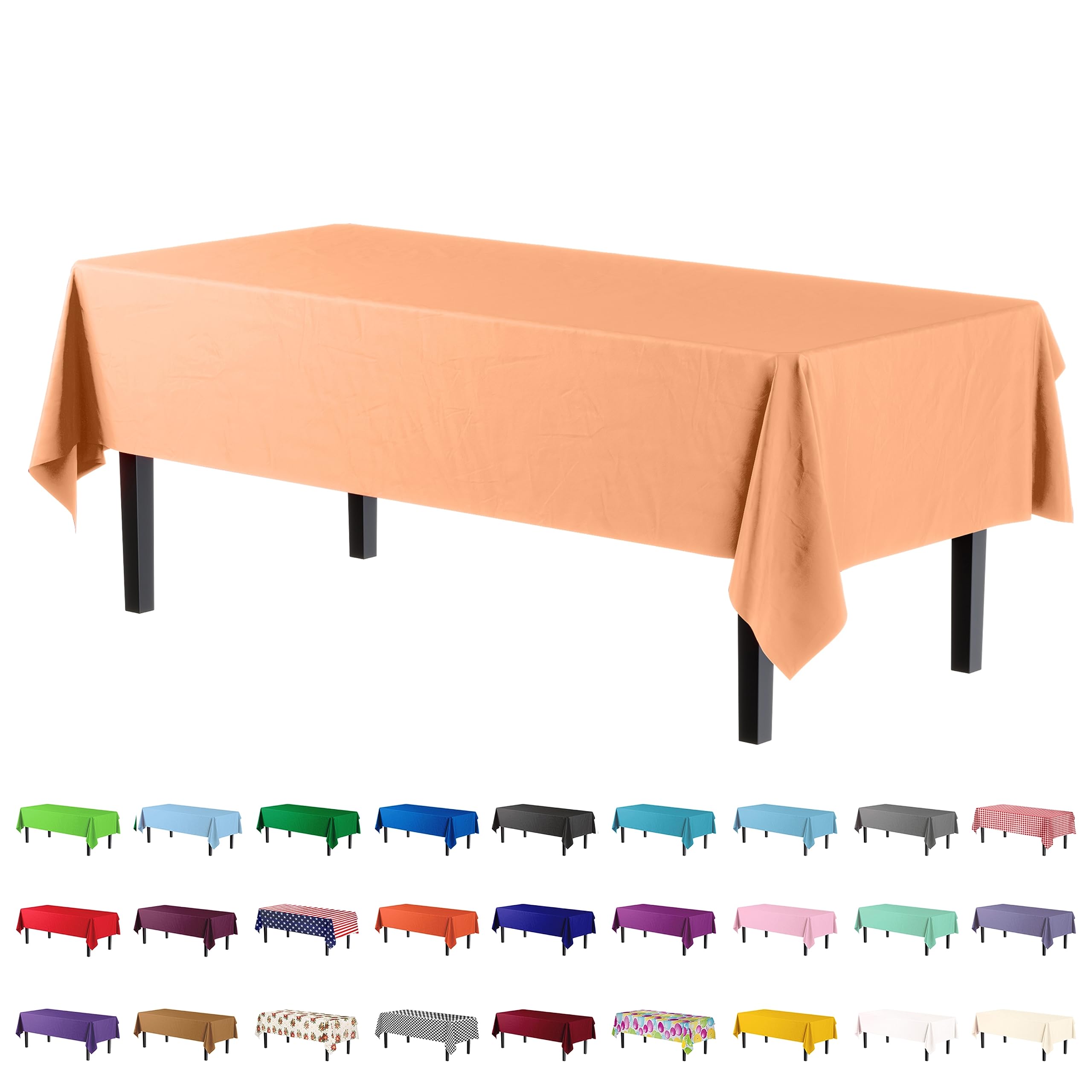 Nappe rectangulaire jetable pêche 137x274 cm lot de 4 nappe en plastique anti-taches