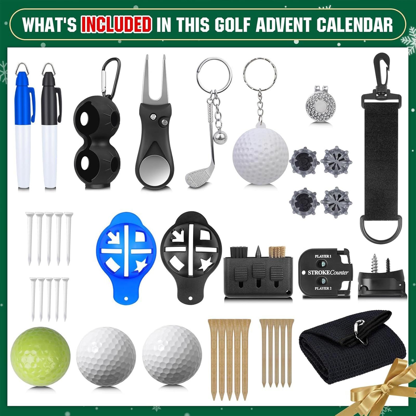 Adventskalender Countdown Golf-Themen 24 Boxen Zubehör Set Countdown