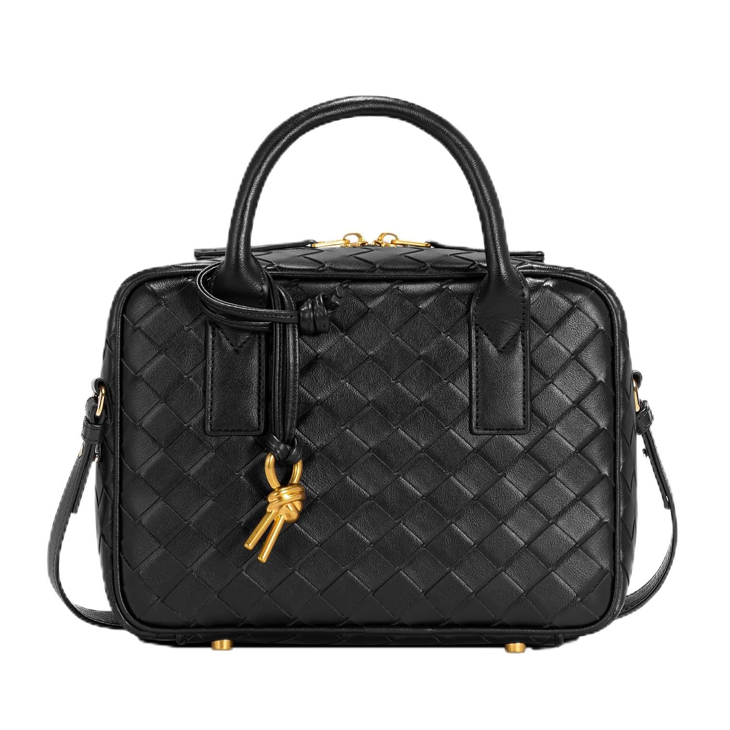 GASSDAWoven Bag for Women Top Handle Satchel Handbag Crossbody Bag PU Leather Shoulder Bag Woven Purses for Women