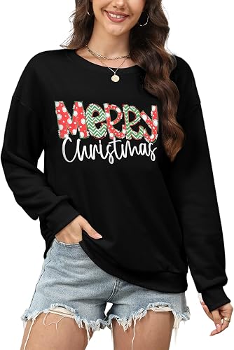 Yimoon Christmas Sweatshirts for Women Merry Christmas Graphic Sweatshirt Oversi