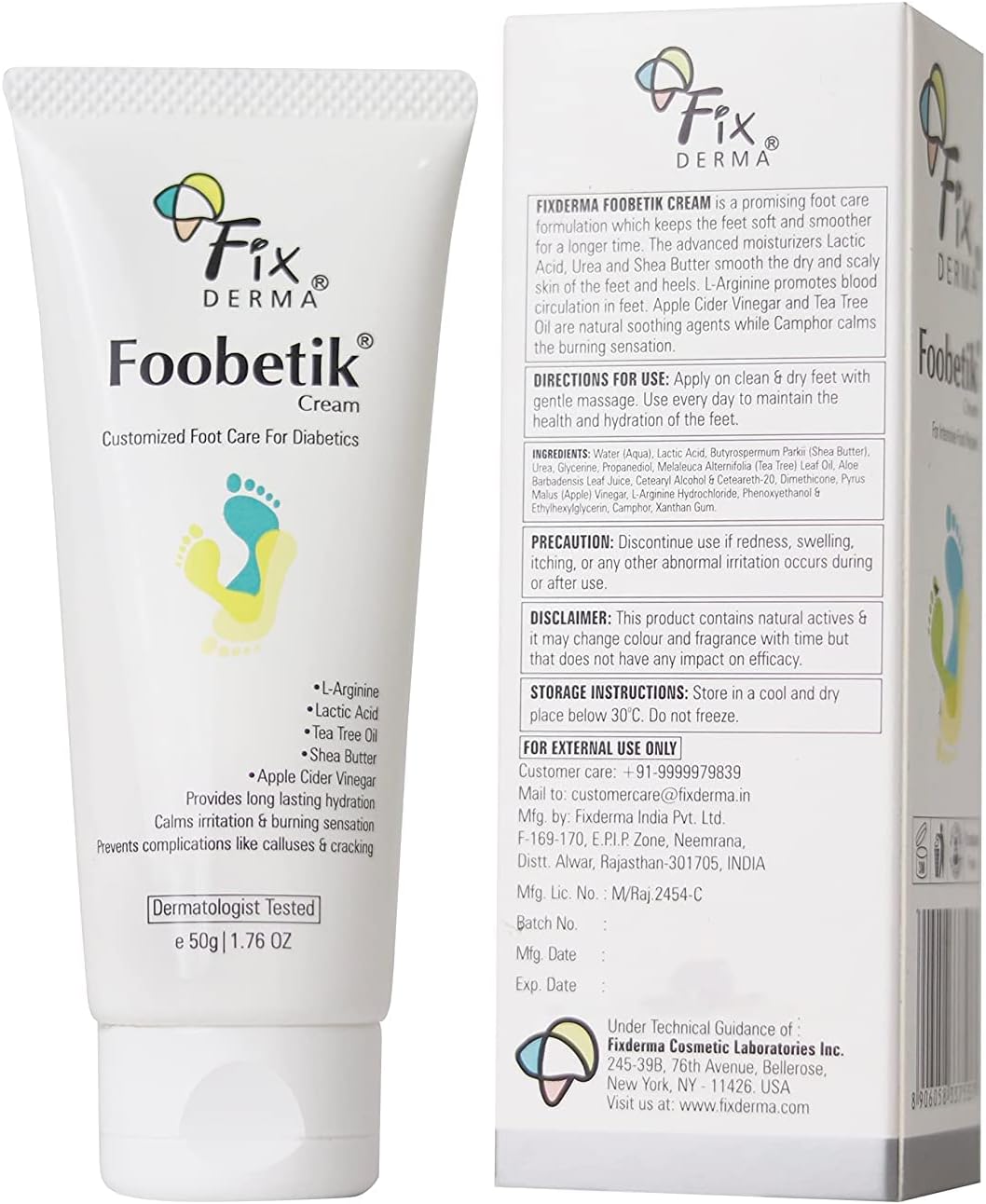 Each Foobetik Cream, Foot Cream, Foot Care For Diabetic, For Dry & Cracked Feet, Moisturizes & Soothes Feet, Heel Repair, For Calloused, Or Chapped Skin, Paraben Free - 50g