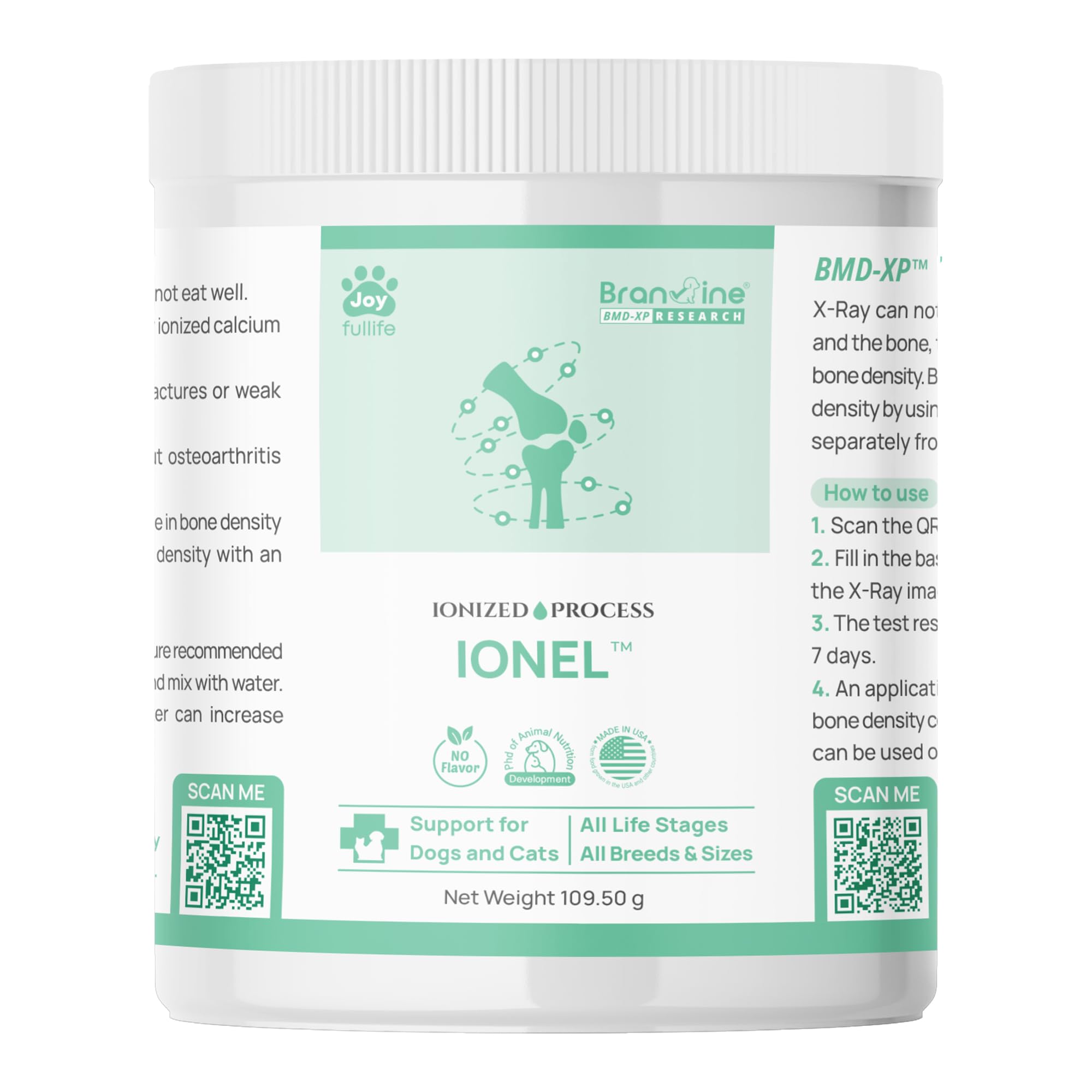 Ionel for Cats and Dogs - Supports Bone Density, Joint and Fracture with Ionized Calcium, Magnesium, Zinc, Manganese, Vitamin K2 (109.50g) (Ionel)