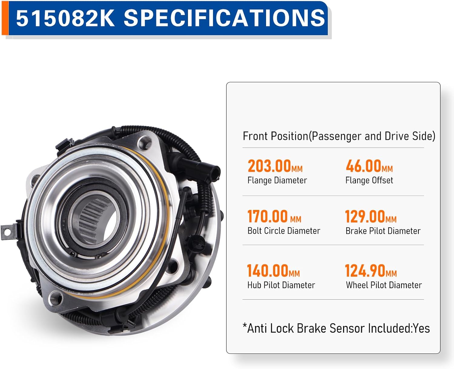 PAROD 515082K 4WD Front Wheel Hub Bearing Assembly Fit for 2005-2009 Ford F-250 Super Duty, 2005-2010 Ford F-350 Super Duty DRW - Image 4