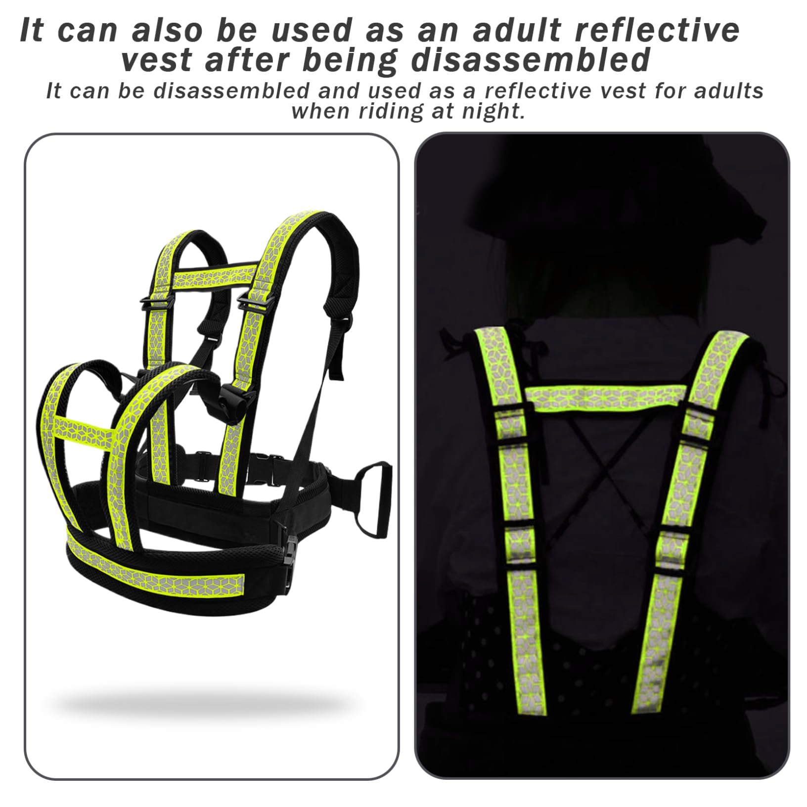 Arnés de motocicleta para niños de 2 a 12 años Arnés de motocicleta infantil ajustable reflectante con agarre Doble hombro Carga pesada Anticaída Seguridad para niños pequeños.