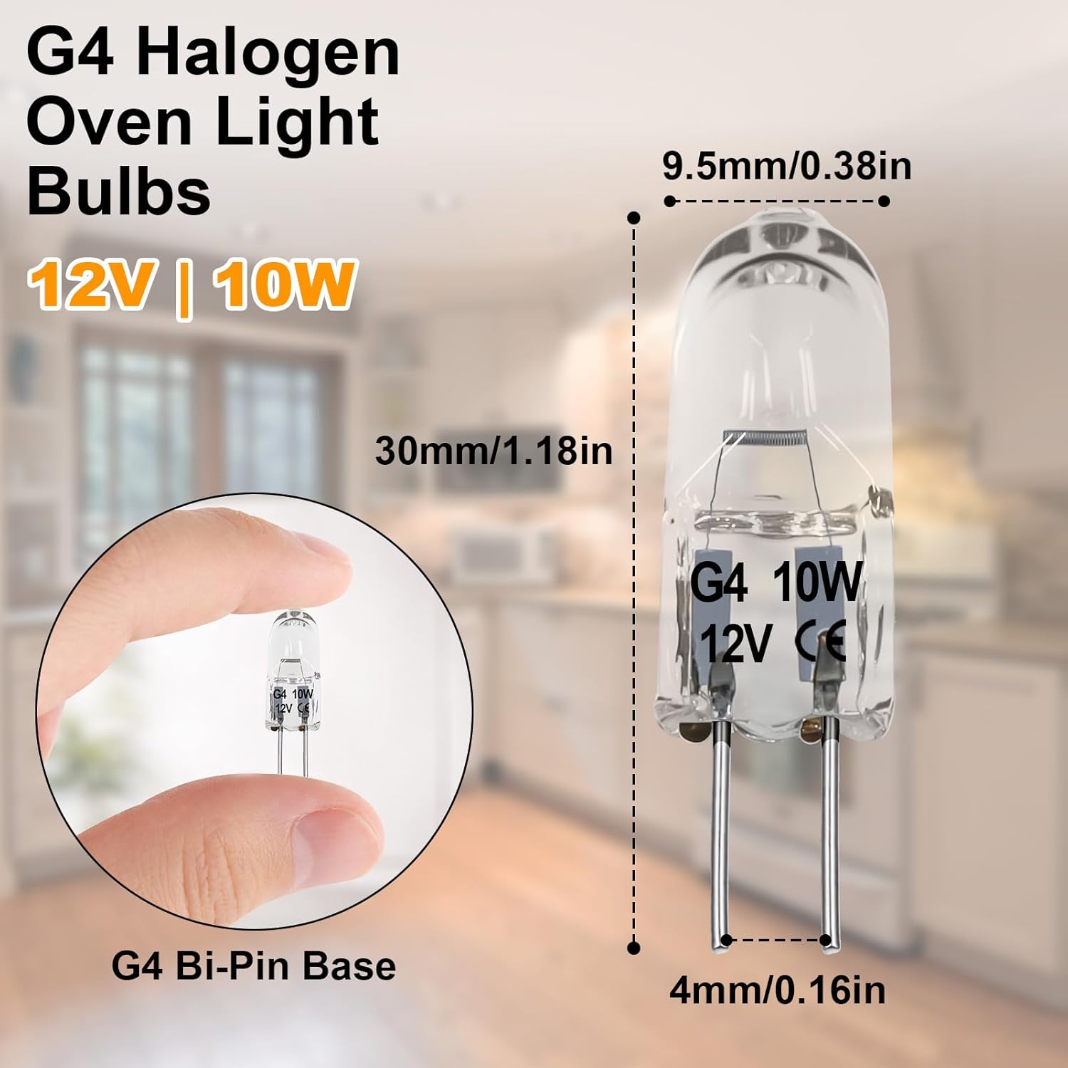 G4 Halogen Bulb, 2 Pack 12V 10W Bi-pin Base, High Output 150LM 3000Hrs Long Lifetime, Dimmable, CRI100 & 2800K Warm White, for Cabinet Light Bulbs, Compatible with Dacor 86364 86573 8-6573 DE81-05142A