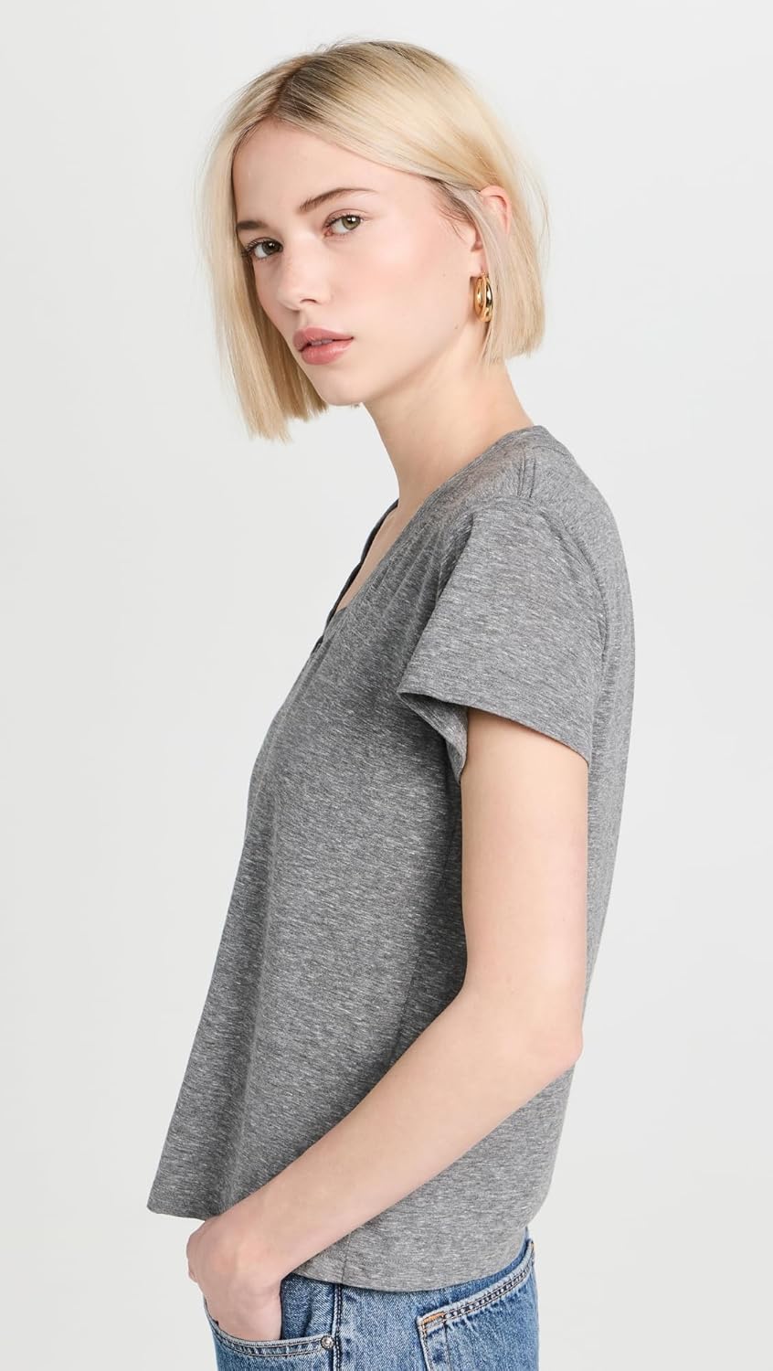 perfectwhitetee Women's Hendrix Cotton Boxy V Neck Tee - Image 4